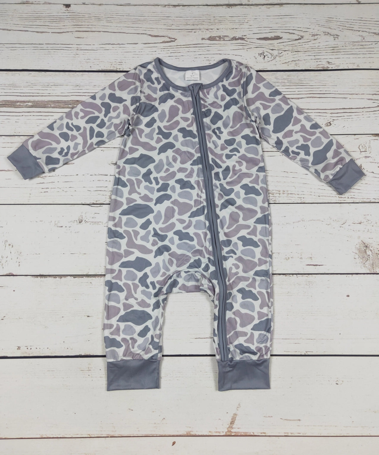 Grey Camouflage Zip Onesie