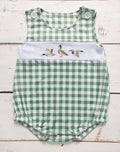 Green Gingham Duck Romper
