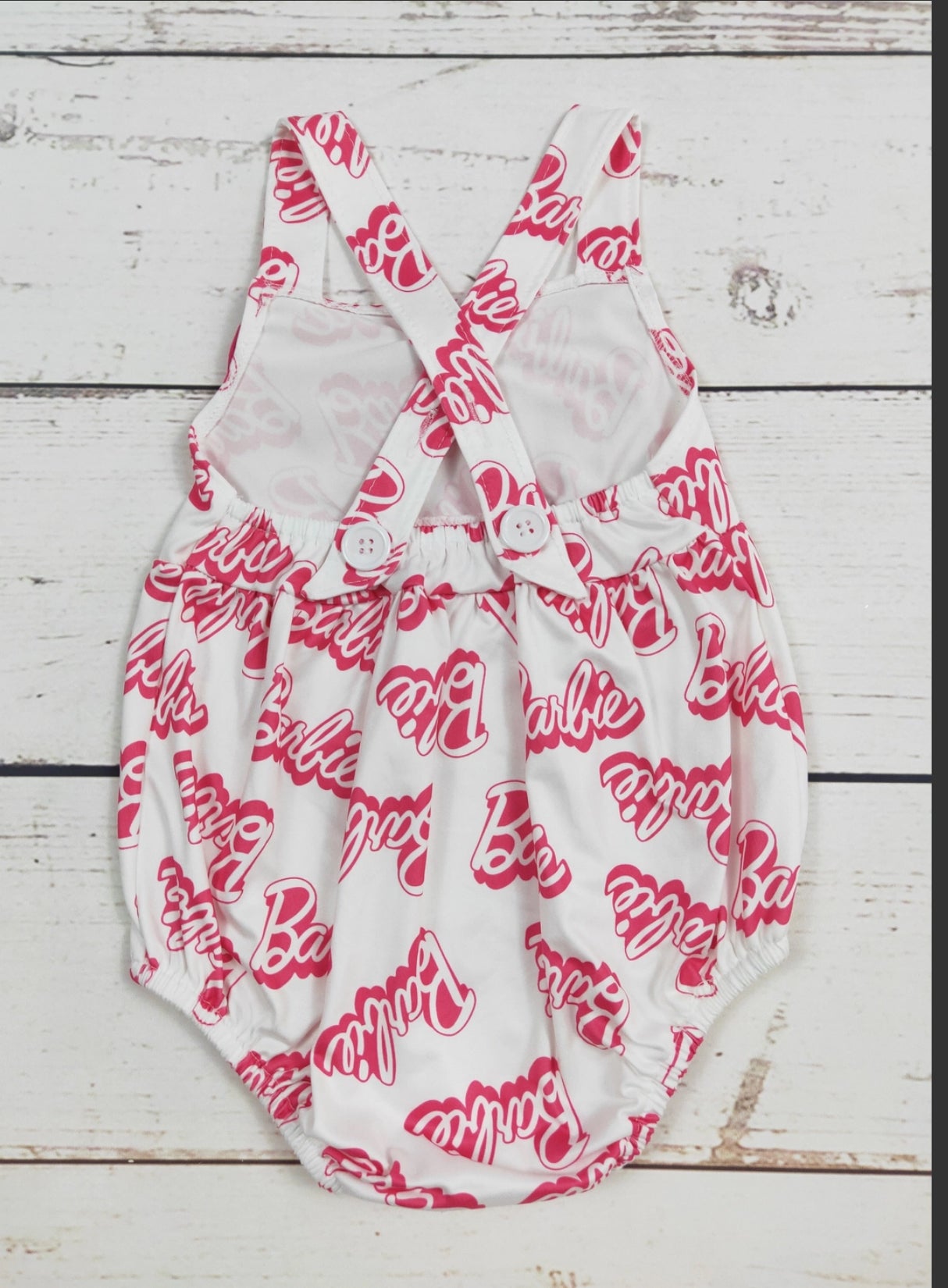 Pink White Barbie Romper Babies Toddlers