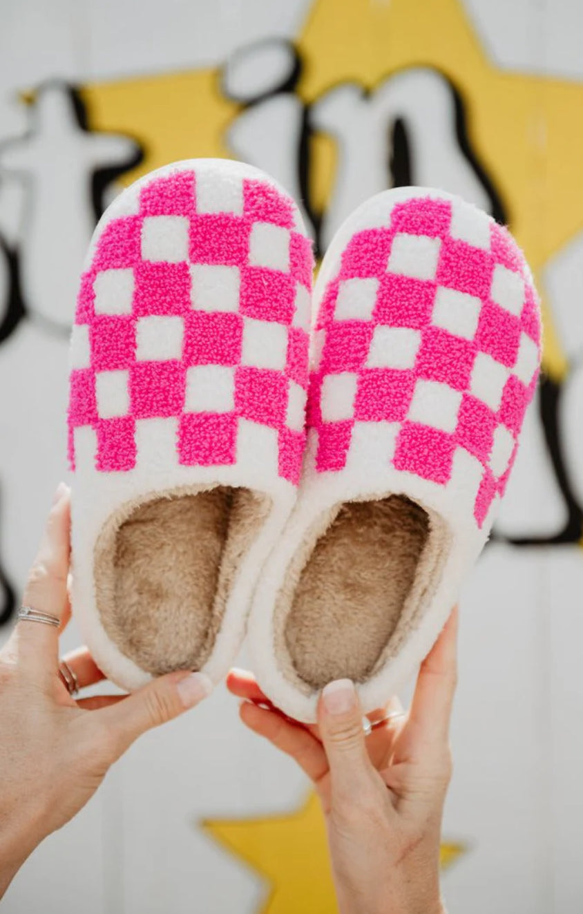 Pink Checkered Slippers